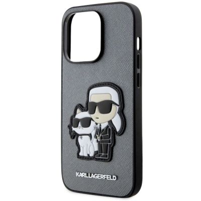 6. Karl Lagerfeld Saffiano Karl & Choupette case for iPhone 14 Pro 6 - silver