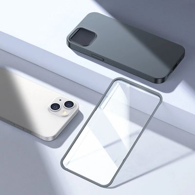 9. Joyroom 360 Full Case front and back cover for iPhone 13 + tempered glass screen protector grey (JR-BP927 tranish)