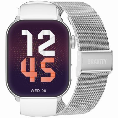 GRAVITY GT28-10 Women's Smartwatch Strap + Bracelet White Silver