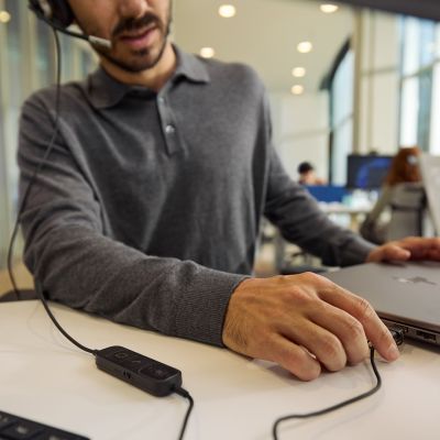 12. HP Poly Mission 615 Monaural USB Wired Headset