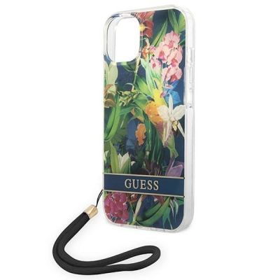 5. Guess GUOHCP14SHFLSB iPhone 14 6.1 "blue / blue hardcase Flower Strap