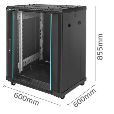 7. QOLTEC RACK CABINET 19" | 15U | 600X855X600 | TEMPERED DOOR
