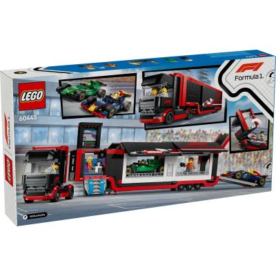 2. LEGO CITY 60445 F1 Truck with RB20 and AMR24 F1 Cars