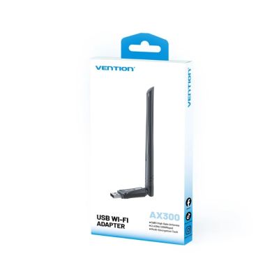 4. Vention AX300 USB Wi-Fi 6 2.4GHz Network Card with Antenna, Black