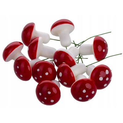 16. DECORATIVE FIGURINE OF MUSHROOMS ON WIRE 16 PCS