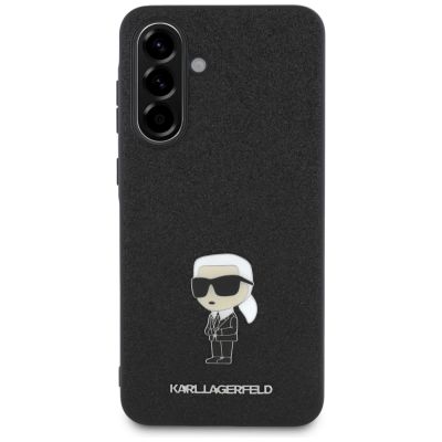 2. Karl Lagerfeld Fixed Glitter Ikonik Logo Metal Pin Case for Samsung Galaxy A36 - Black