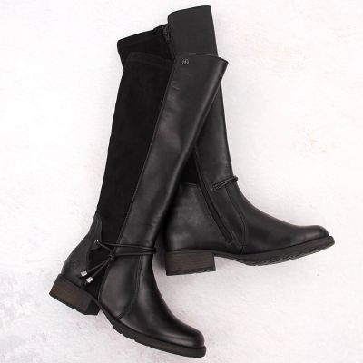 30. Women’s black leather officer-style boots, insulated Rieker Z9564-00