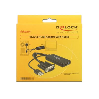 2. DeLOCK 0.25m VGA+USB2.0-A/HDMI 0.25 m VGA (D-Sub) + USB Black