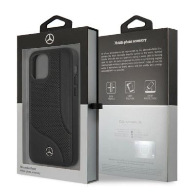 8. Mercedes Leather Perforated Area Case for iPhone 12 Pro Max - Black