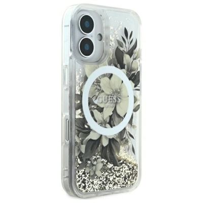 4. Guess Liquid Glitter Flower MagSafe case for iPhone 16 - beige
