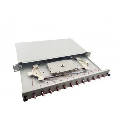 Helos Fiber Optic 19" Splice Box 12 x LC Duplex OM4 Ready to Splice Gray