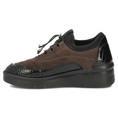 3. Leather suede crocodile wedge shoes brown Filippo DP8106