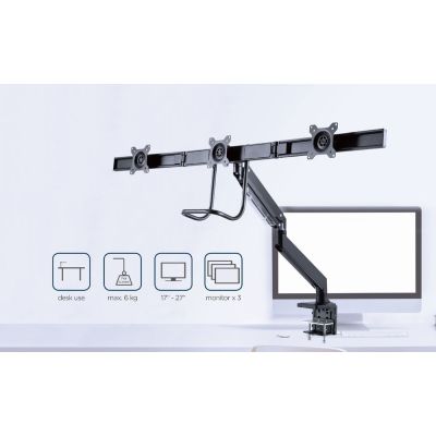 29. GEMBIRD ADJUSTABLE DESK ARM/MOUNT FOR 3 MONITORS 17-27, VESA 100X100MM, UP TO 6 KG