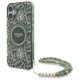 Guess IML Flowers Allover Electro With Pearl Strap MagSafe case for iPhone 16 - green