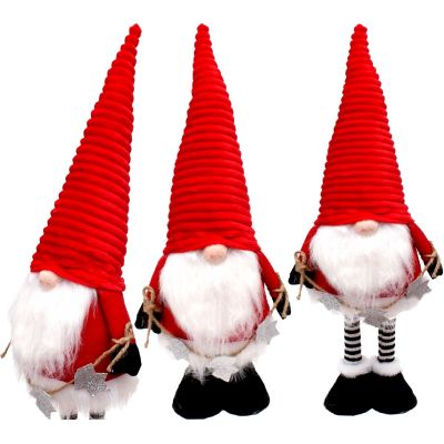 8. DECORATIVE SANTA CLAUS WITH SILVER STARS ON TELESCOPIC LEGS 50-70CM RED