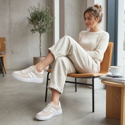 7. Beige leather sneakers Remonte Rieker D3E00-60
