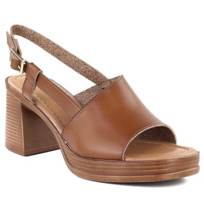 Women's brown high-heel sandals Potocki 54324