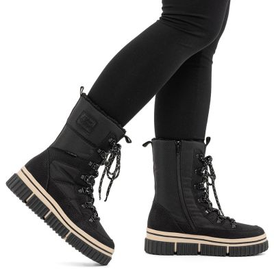 7. Water-resistant women’s snow boots with thick sole, black, Rieker Y6380-00
