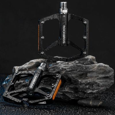 7. Rockbros K371 Reflective Aluminum Bicycle Pedals with Sealed Bearings - Black