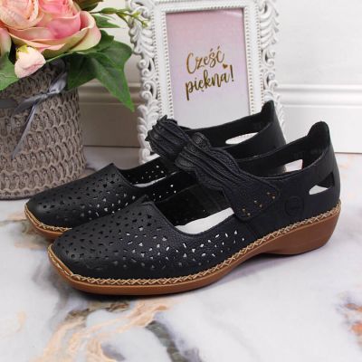 2. Rieker W RKR139 navy blue leather shoes