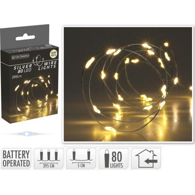 18. BATTERY-OPERATED WIRE LAMPS GARLAND 80 LED WARM WHITE