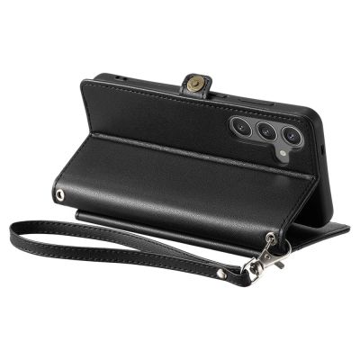 4. Samsung Galaxy A56 5G Leather Wallet Case with Stand Function and Straps - Black
