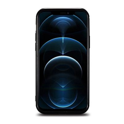 5. iCarer Leather Oil Wax case covered with natural leather for iPhone 12 Pro Max black (ALI1206-BK)