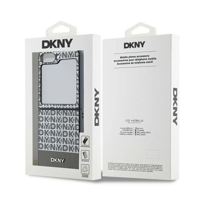 8. DKNY Repeat Pattern Bottom Stripe Case for Samsung Galaxy Z Flip 6 - Brown