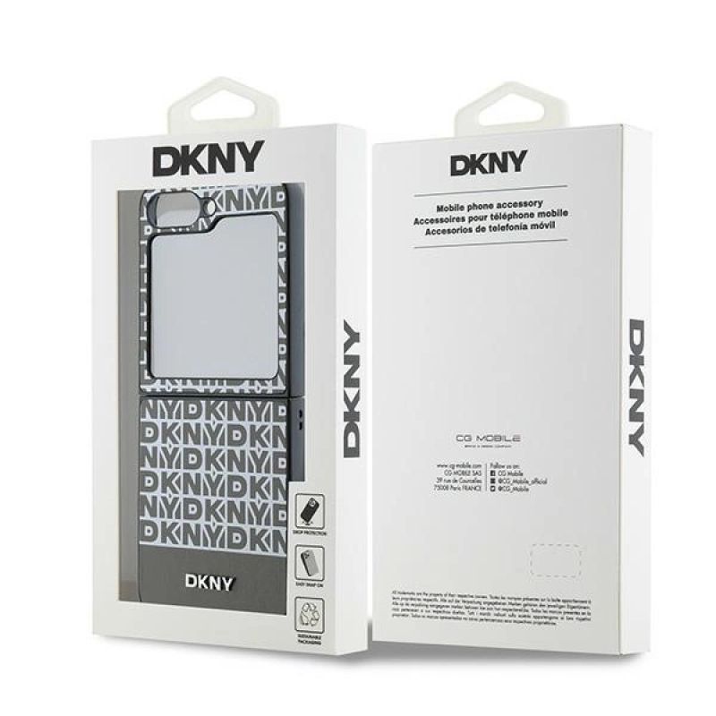 8. DKNY Repeat Pattern Bottom Stripe Case for Samsung Galaxy Z Flip 6 - Brown