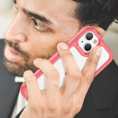 7. Outer Space Case iPhone 14 Plus hard cover with a gel frame red