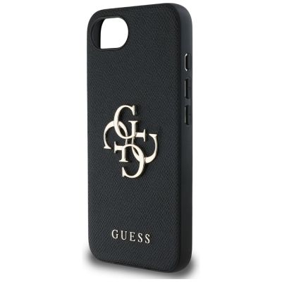 6. Guess PU Grained 4G Metal Logo case for iPhone 16e - black