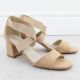 2. Women's slip-on sandals with a block heel, beige Filippo DS6920