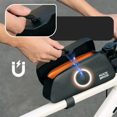 6. Rockbros 30120122002 Waterproof Bicycle Frame Bag with Magnetic Closure 0.9L - Black