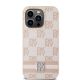 3. DKNY Leather Checkered Mono Pattern & Printed Stripes case for iPhone 14 Pro - pink
