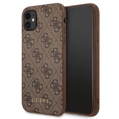 Guess 4G Metal Gold Logo Case for iPhone 11 / Xr 6.1" - Brown