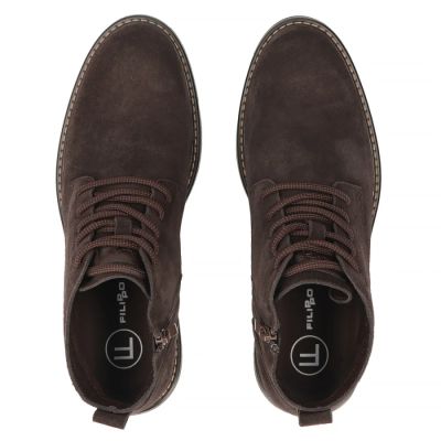 5. Men's leather ankle boots, unlined, suede, dark brown, Filippo MBT8318
