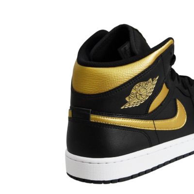 5. Air Jordan 1 Mid (GS) Basketball Shoe Black/Metallic Gold - DQ8426-071