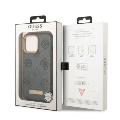 8. Guess GUHMP13XSAPSTG iPhone 13 Pro Max 6.7" grey/grey hardcase Peony Logo Plate MagSafe