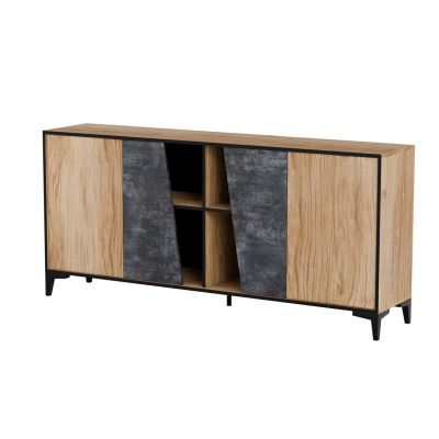 4D OVO chest of drawers 180x38xH83 oak/concrete