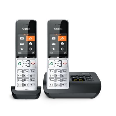 Gigaset COMFORT 500A duo analog/DECT telephone Caller Name and ID Black, Silver