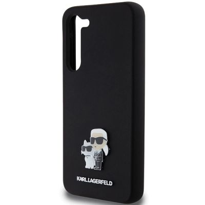 6. Karl Lagerfeld Silicone Karl&Choupette Metal Pin case for Samsung Galaxy S24+ - black