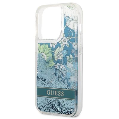 6. Guess GUHCP14LLFLSN iPhone 14 Pro 6.1" green/green hardcase Flower Liquid Glitter
