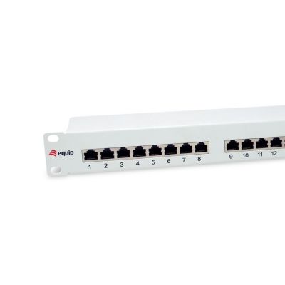 2. Equipment 19" Patch Panel 24xRJ45 Cat6 FTP 1U 250MHz RAL7035