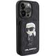 4. Karl Lagerfeld Saffiano Cardslots and Stand Monogram Ikonik Patch case for iPhone 15 Pro - black