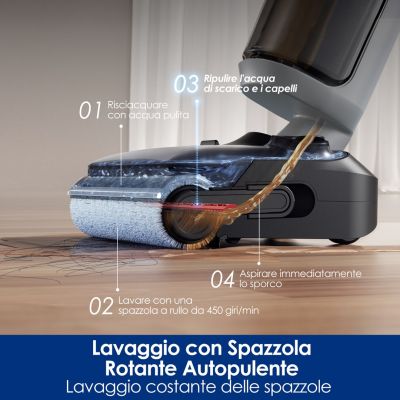 5. Tineco FloorOne i5 Stretch PLUS Upright Vacuum Cleaner Battery Wet and Dry Bagless Gray 2.5 Ah