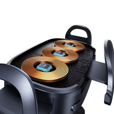 5. Baseus LightChaser BS-CM029 car holder with triple coil inductive charger - black