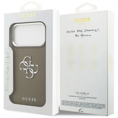 8. Guess Grained Big 4G Classic Logo Case for iPhone 17 Pro Max - Brown