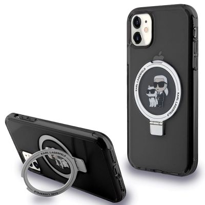 Karl Lagerfeld Ring Stand Karl&Choupette MagSafe case for iPhone 11 / Xr - black