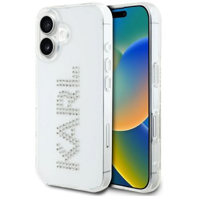 Karl Lagerfeld IML Rhinestones Logo iPhone 16 Case - Transparent