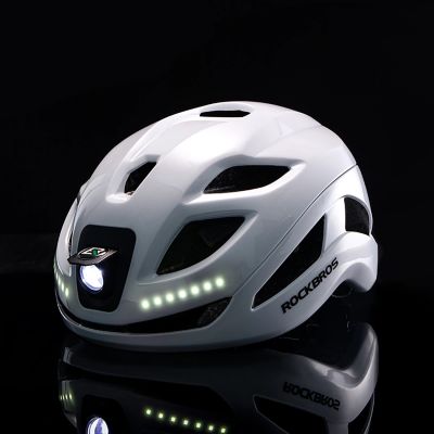 11. Rockbros ZK-077 Bicycle Helmet with Integrated Multi-Directional Lighting 57-61 cm - White